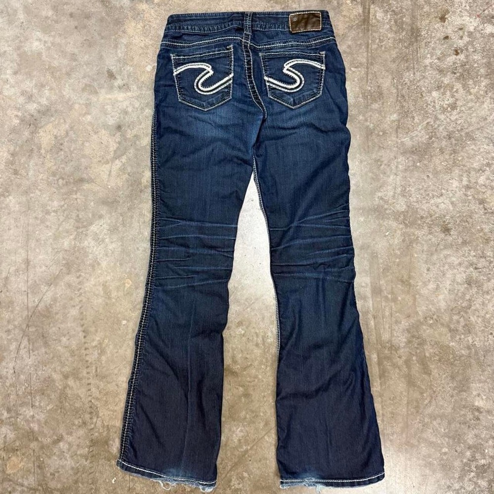 Silver Jeans Frances Dark Wash Distressed Bootcut Jeans 27x31 Y2K Vintage